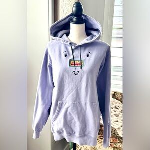 Teddy Fresh Lavender Hoodie Graphic Face Sleeve Cozy Pullover size XL